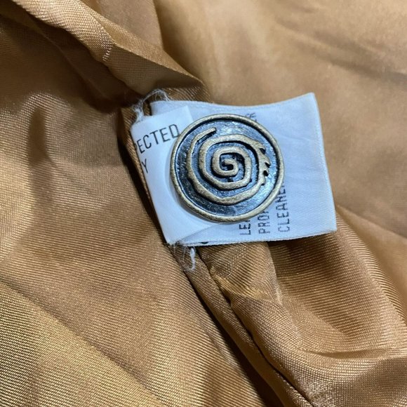 Together Women's Brown Leather Shawl Lapel Single Breasted Blazer Jacket Size L - Picture 12 of 15